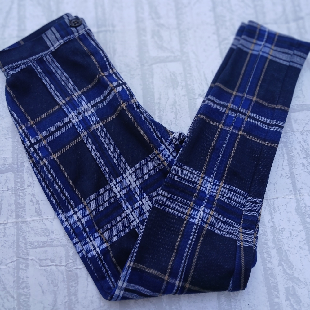 Free People Blue Plaid Cropped Pants - Picture 2 of 3